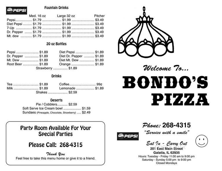 Bondo's Pizza - Galatia, IL