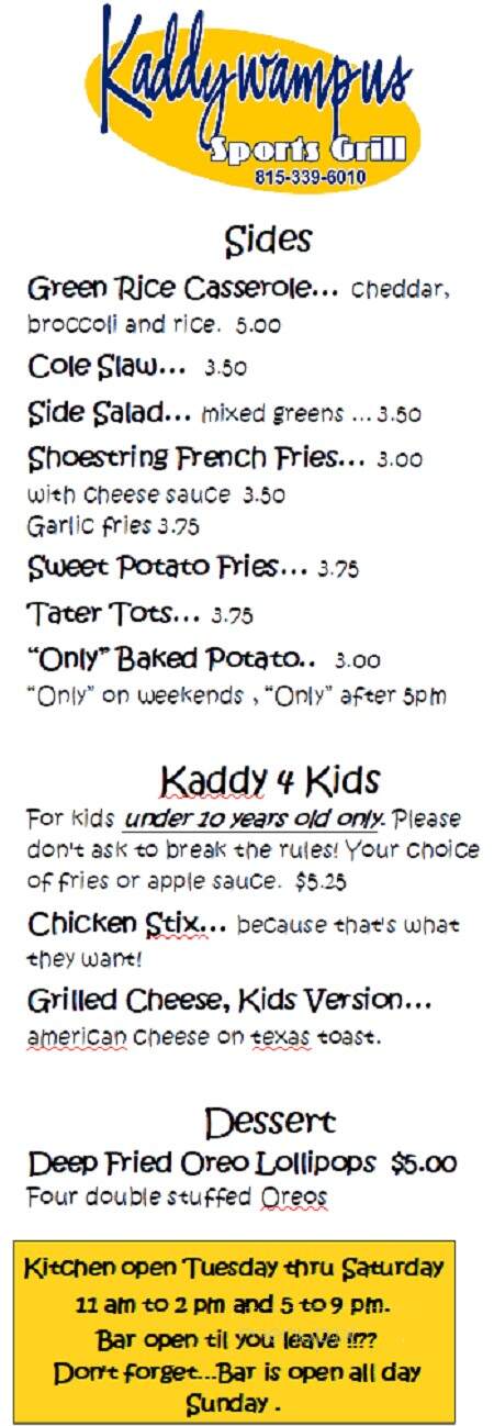 Kaddywampus Sports Grill - Granville, IL