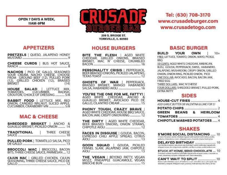 Crusade Burger Bar - Yorkville, IL