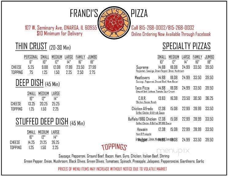 Franci's Pizza - Onarga, IL