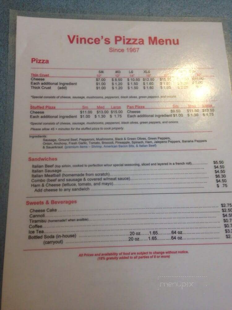 Vince's Pizza & Family Restaurant - Rochelle, IL