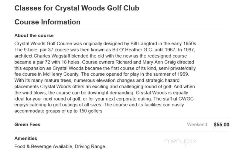 Crystal Woods Golf Club - Woodstock, IL